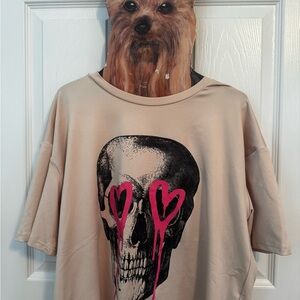 Beige Skull Heart Tee